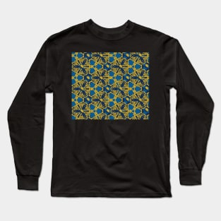 Gold Sphere and Primitive Hexagon Hawaiian Tribal pattern Long Sleeve T-Shirt
